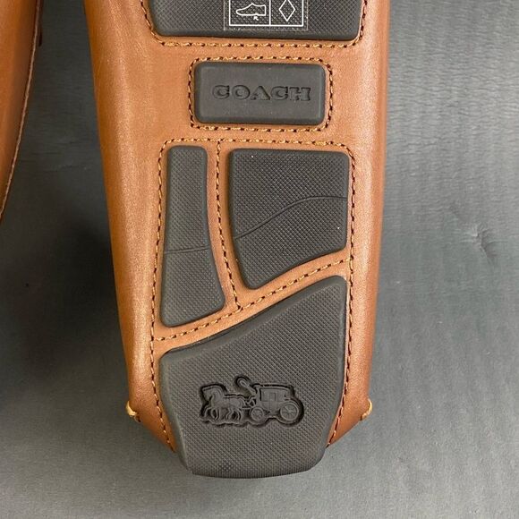 Coach C Coin Signature Drivers Saddle Brown Leather Loafers mens size 11.5 new - Picture 8 of 9